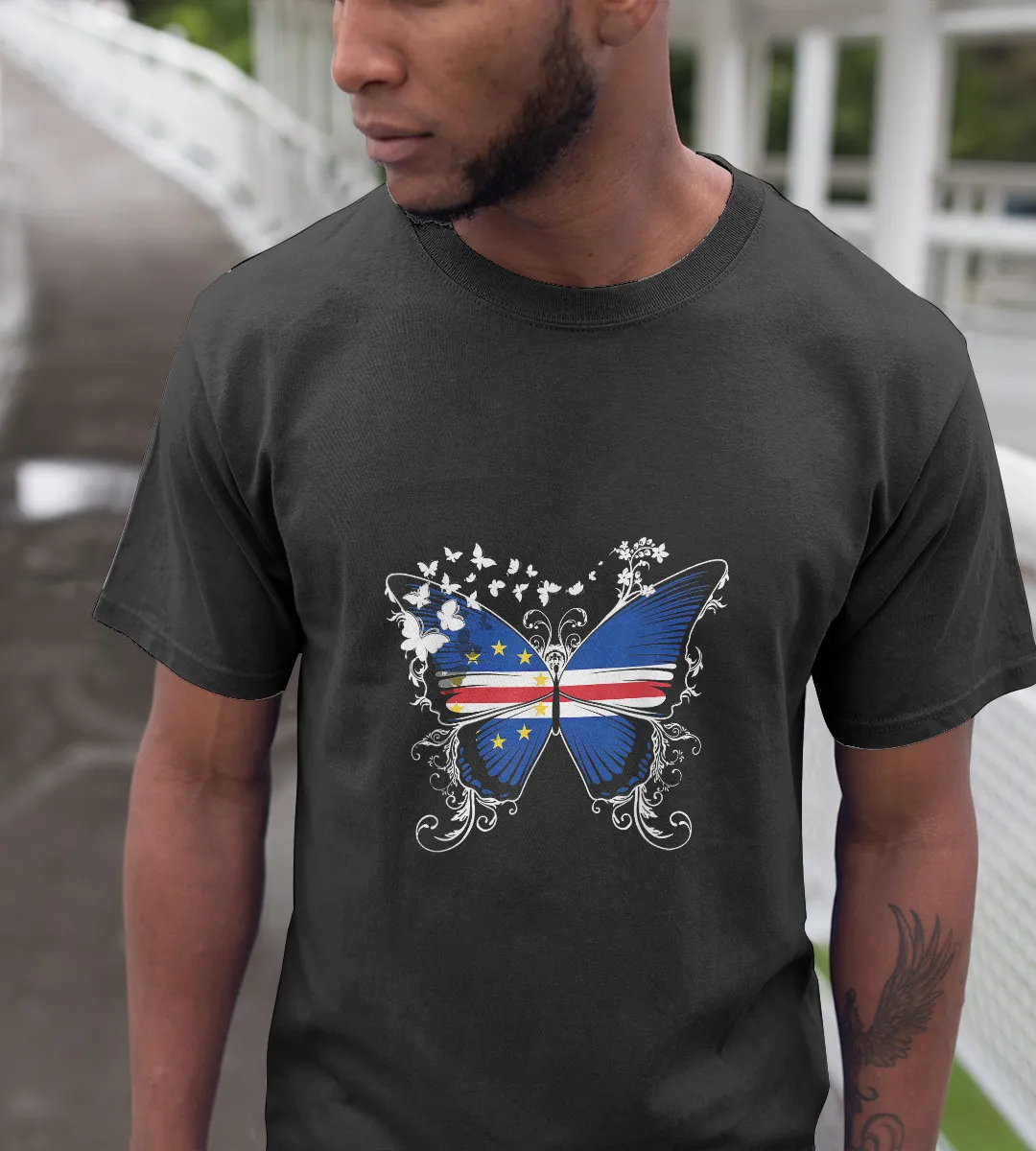 1sttheworld T-Shirt - Flag Butterfly Cape Verdean T-Shirt Black A35