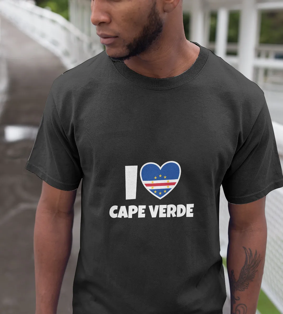 1sttheworld T-Shirt - I Love Cape Verde with Flag and Heart T-Shirt Black A35