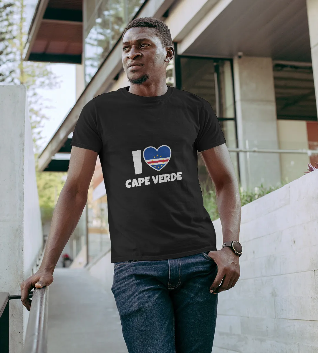 1sttheworld T-Shirt - I Love Cape Verde with Flag and Heart T-Shirt Black A35