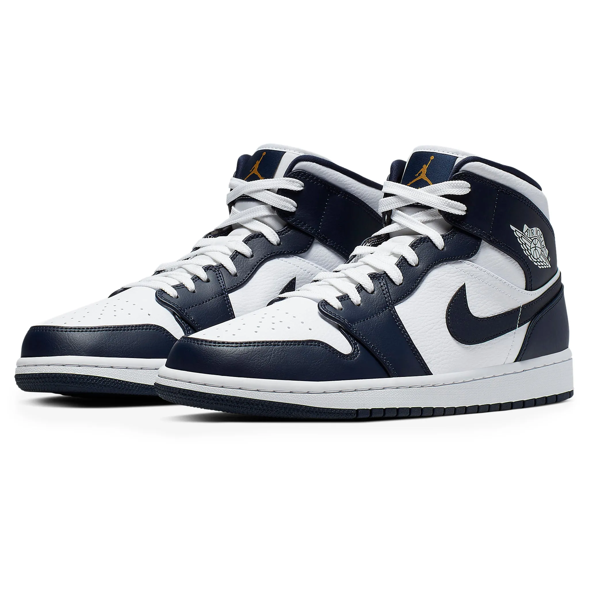 Air Jordan 1 Mid White Metallic Gold Obsidian