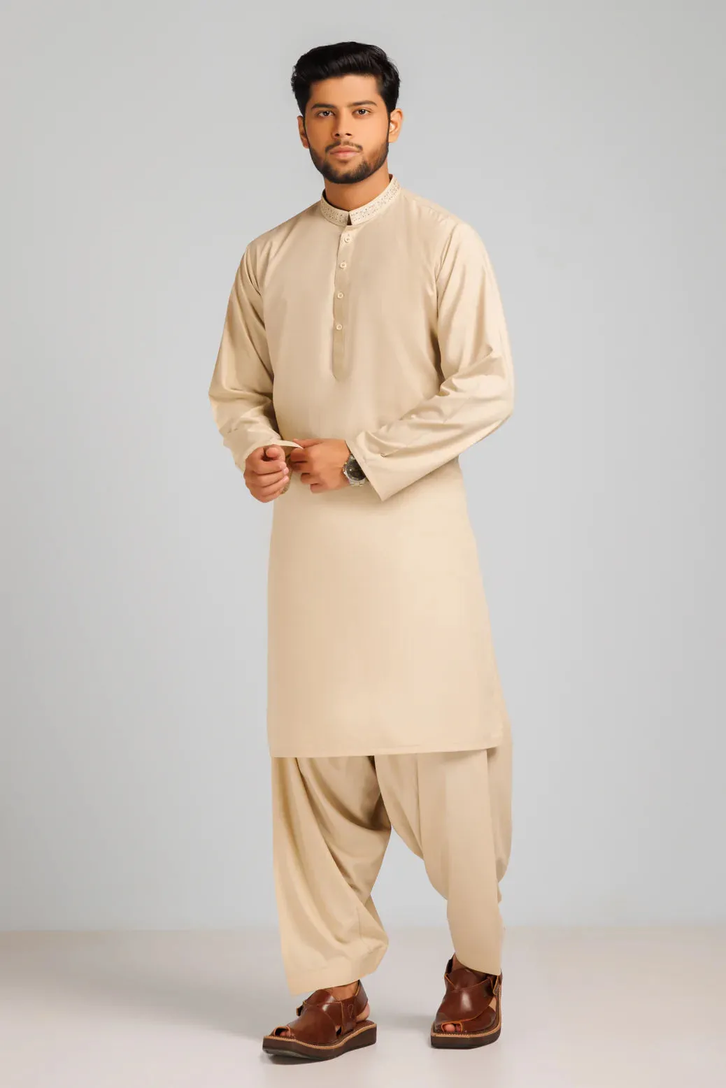 BEIGE-BLENDED-KURTA SHALWAR (KSRS23-050)