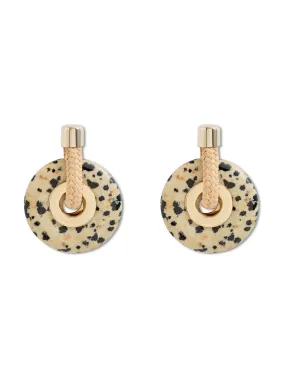 Beige Dalmatian Jasper Ousia Earrings