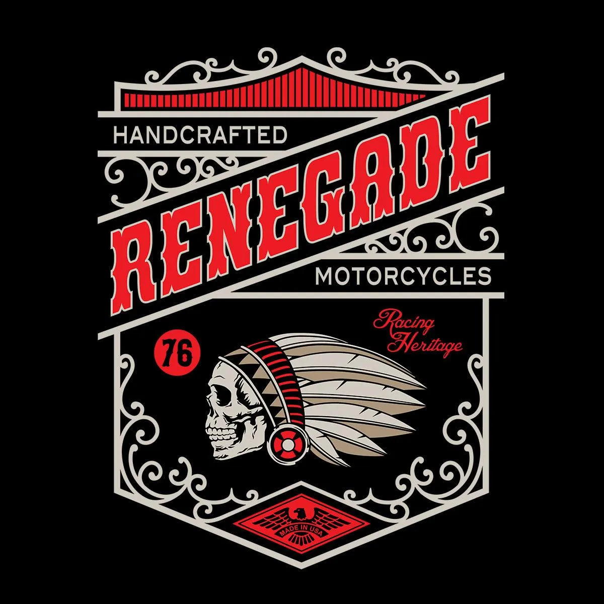 Biker Handcrafted Renegade Motorcycles T-Shirt for Men Funny Skull Unisex T-Shirt