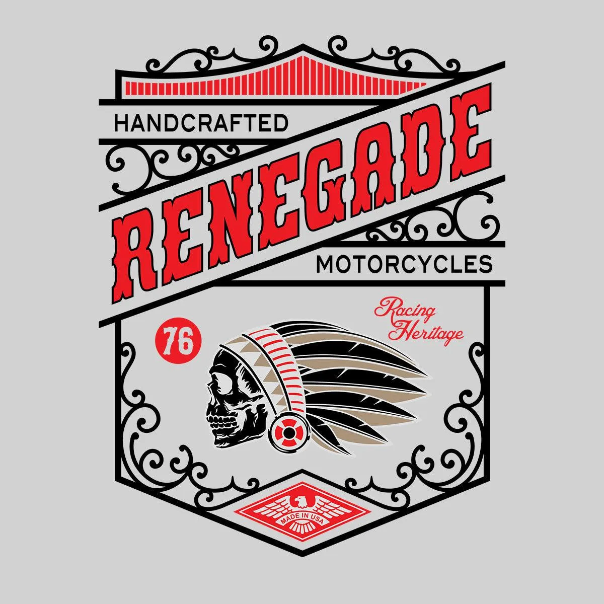 Biker Handcrafted Renegade Motorcycles T-Shirt for Men Funny Skull Unisex T-Shirt