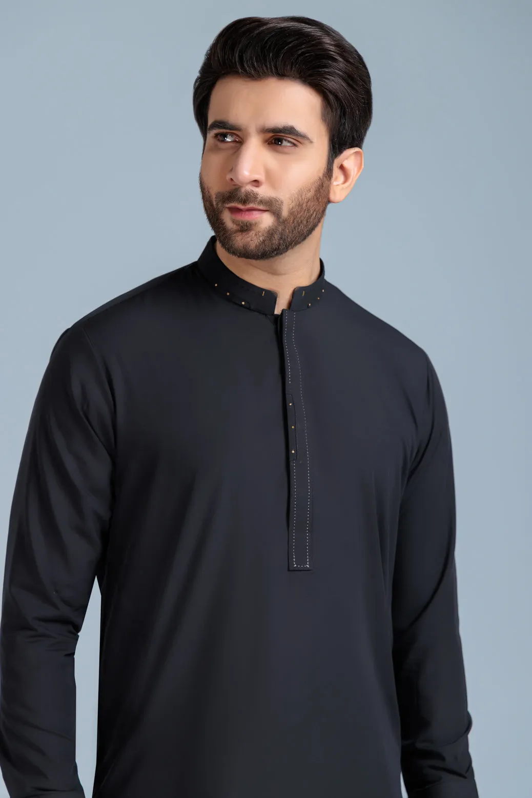 BLACK-BLENDED-KURTA PAJAMA TROUSER (KSS23-024)