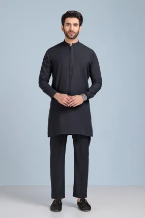 BLACK-BLENDED-KURTA PAJAMA TROUSER (KSS23-024)