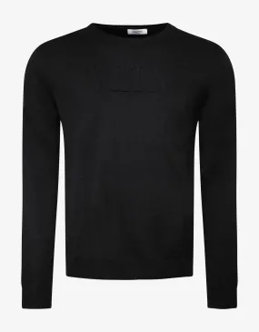 Black VLTN Logo Wool Sweater -