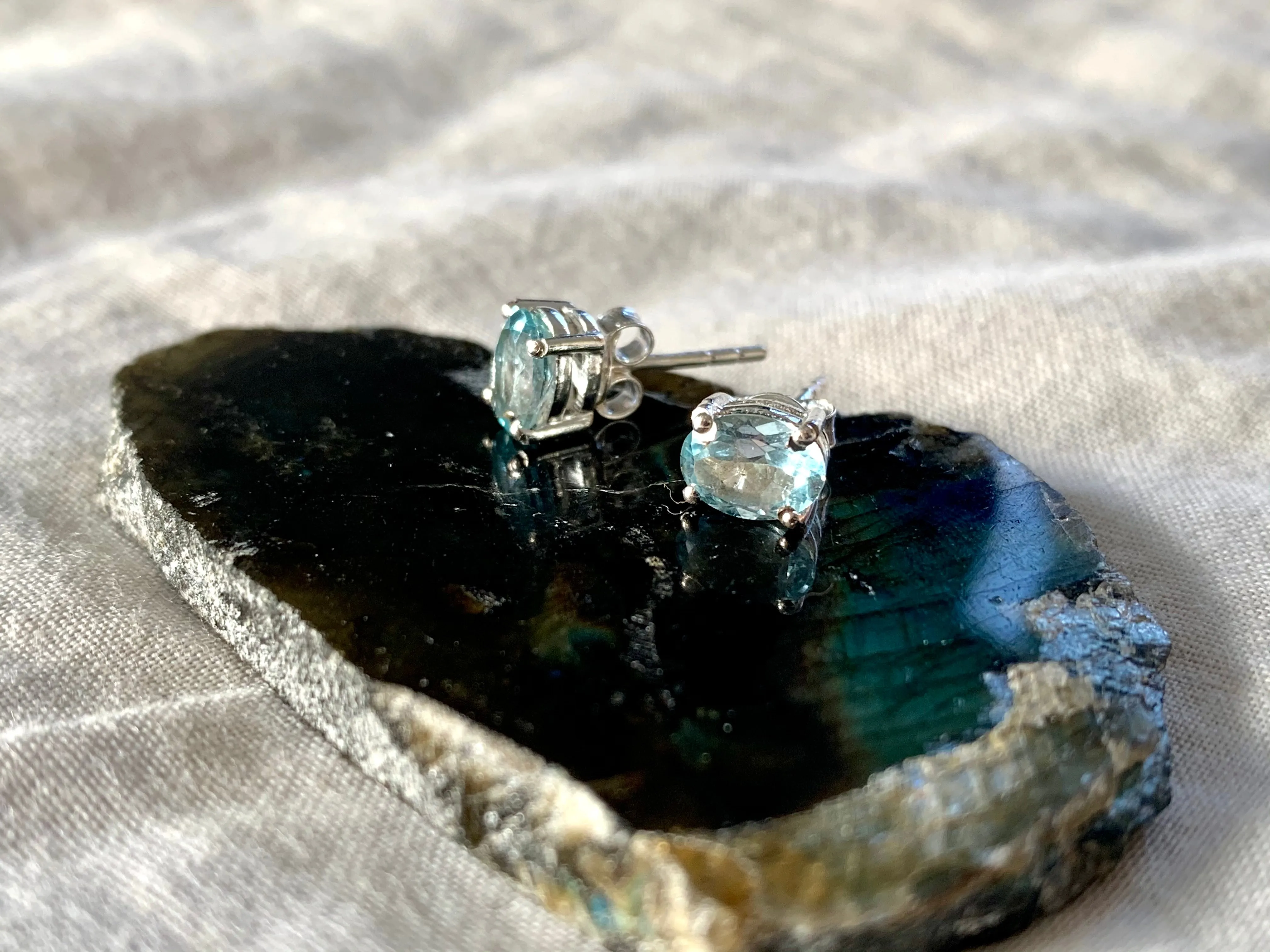 Blue Topaz Sanaa Studs - Oval