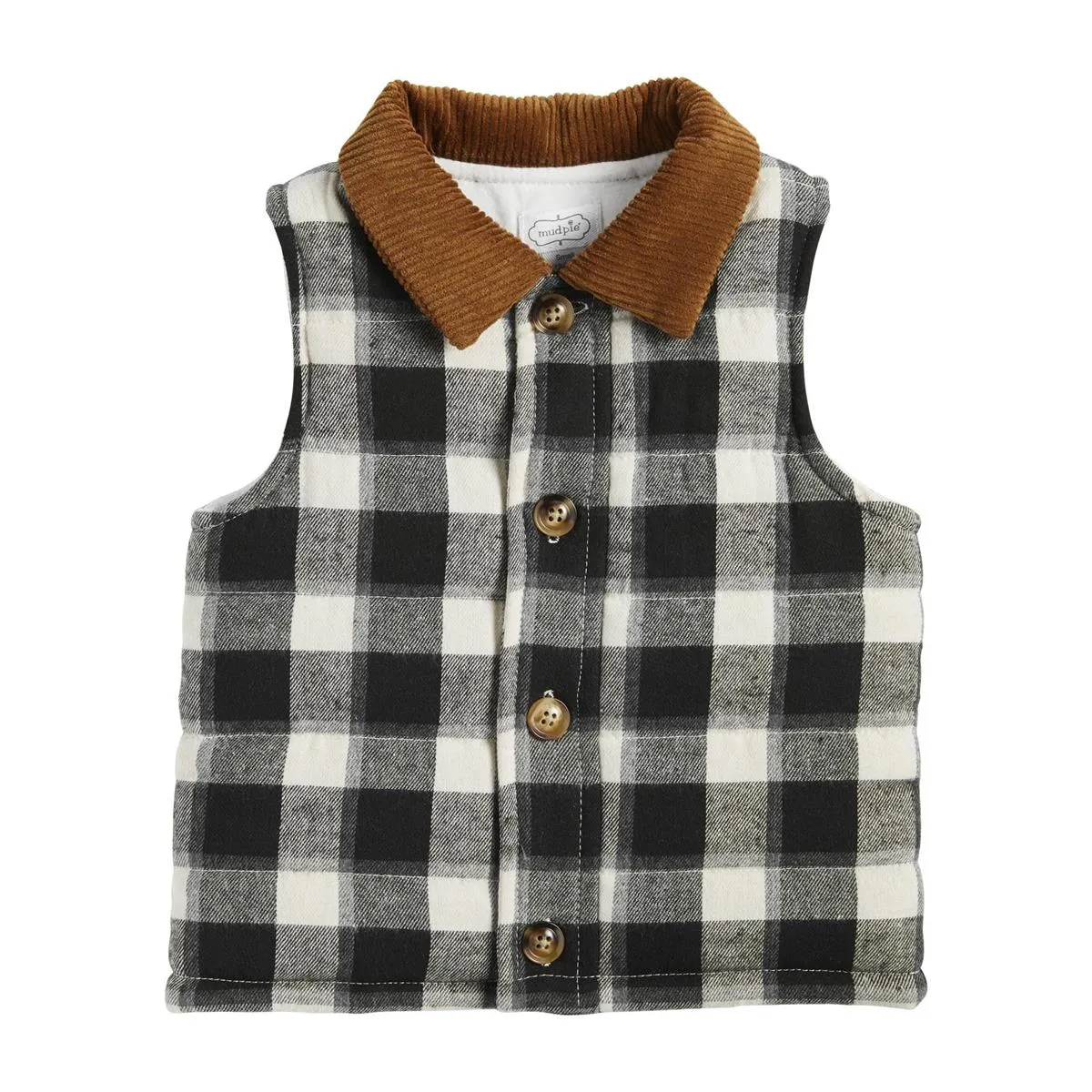 Buffalo Check Vest Cord Collar