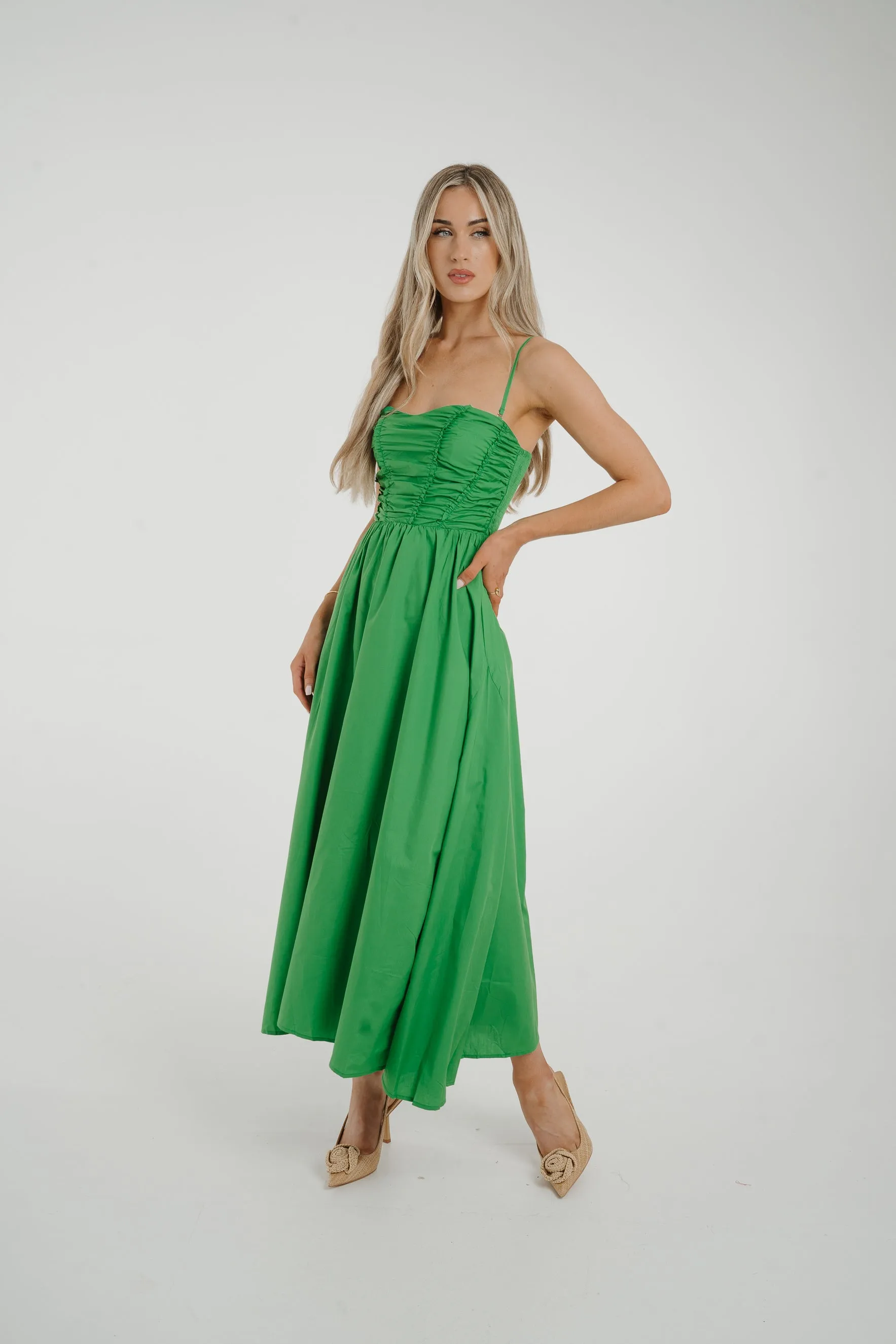 Caitlyn Corset Style Dress In Green