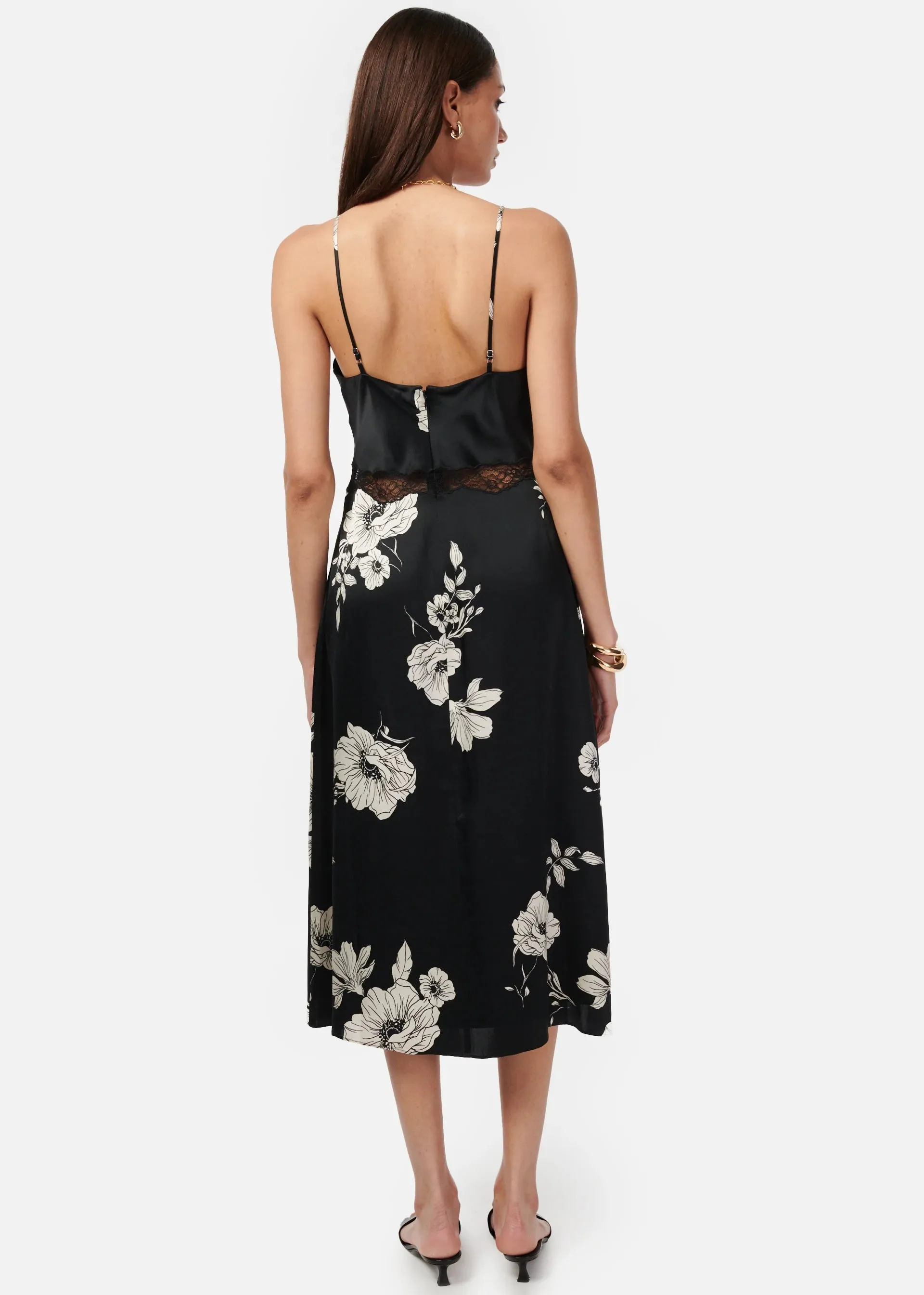 CAMI NYC MARILYN DRESS BLACK BOTANICAL