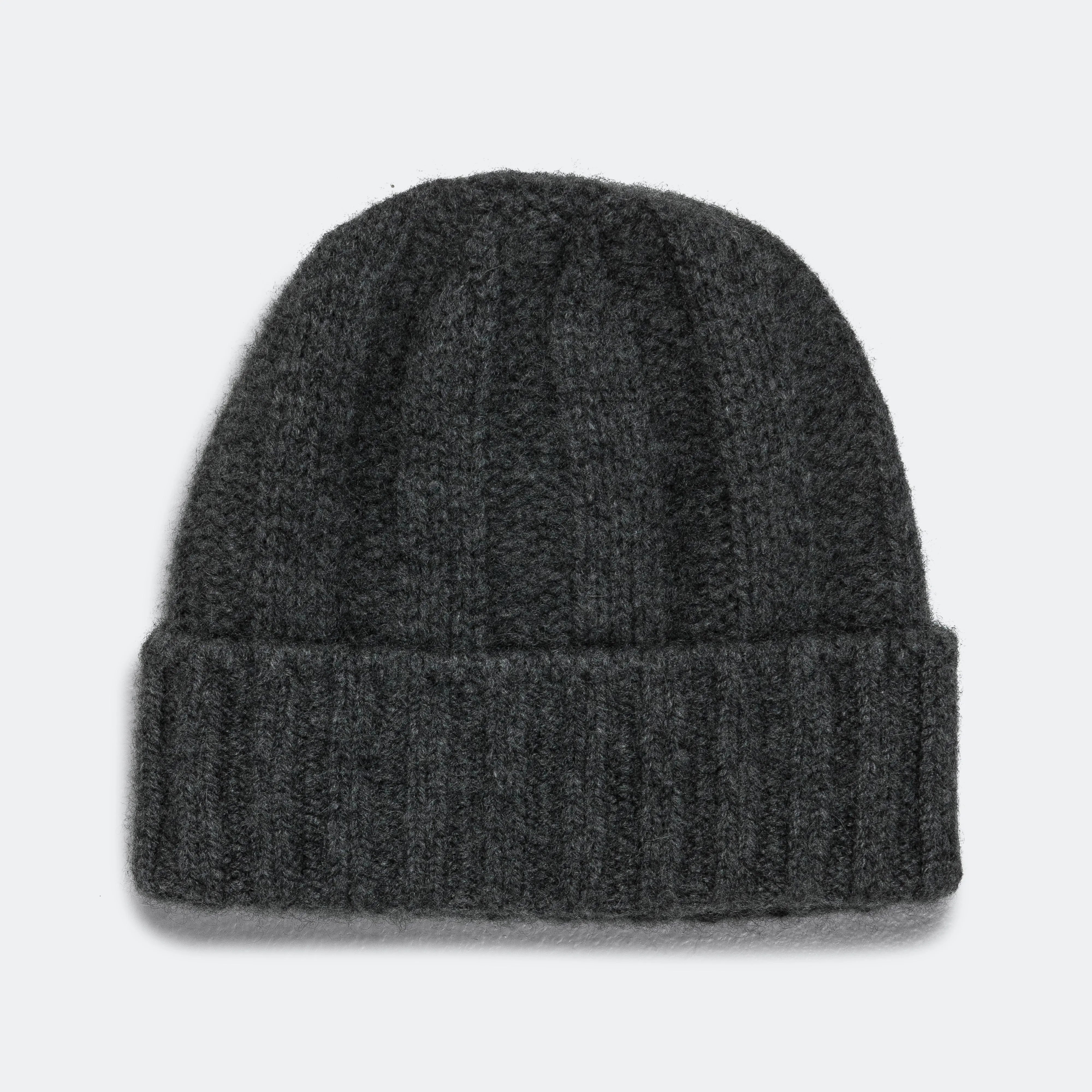 Cashmere Rib Watch Cap - Charcoal