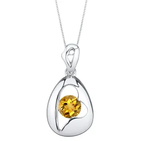 Citrine Pendant Sterling Silver Round Shape 0.75 Carat