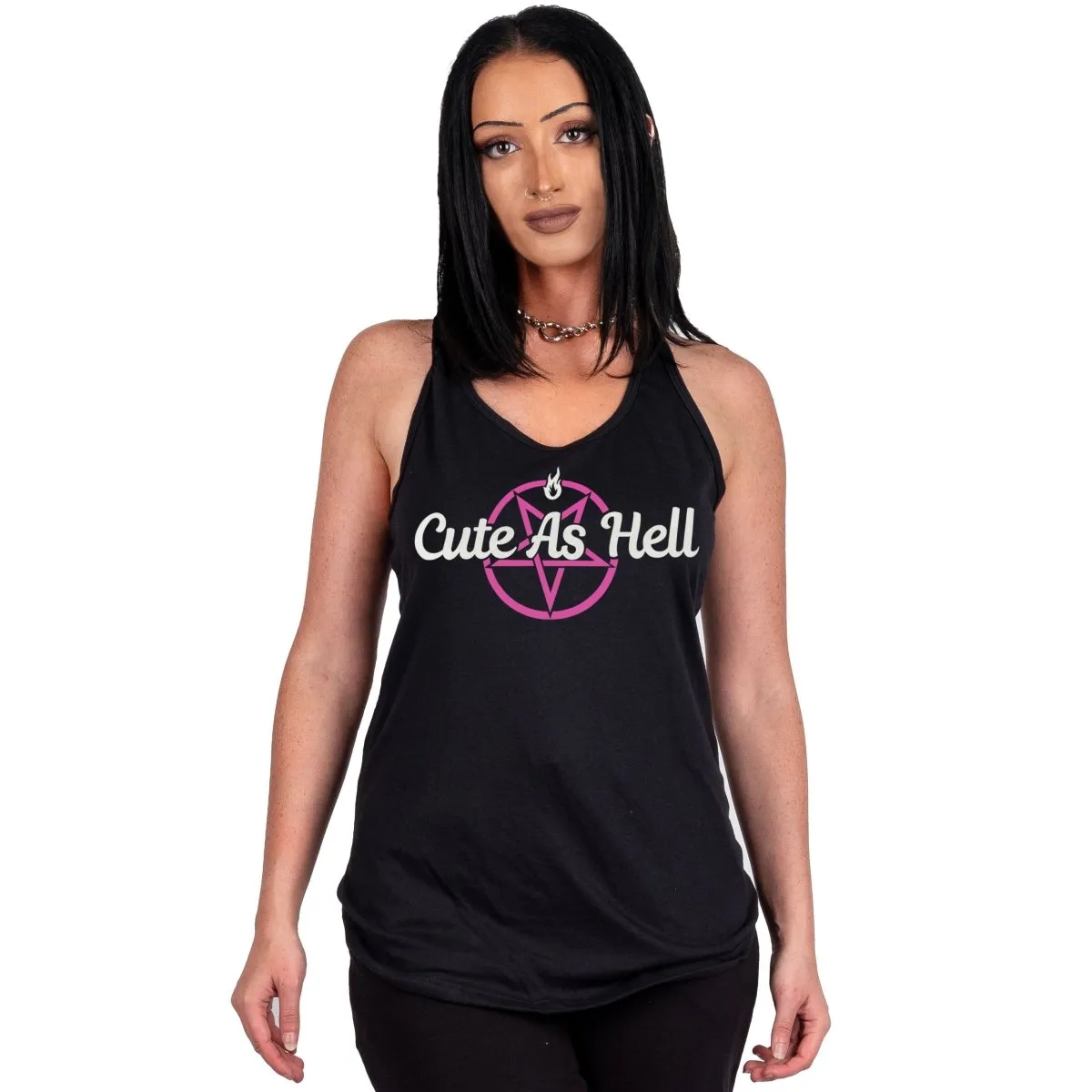 Cute As Hell Pentagram Racerback Tank