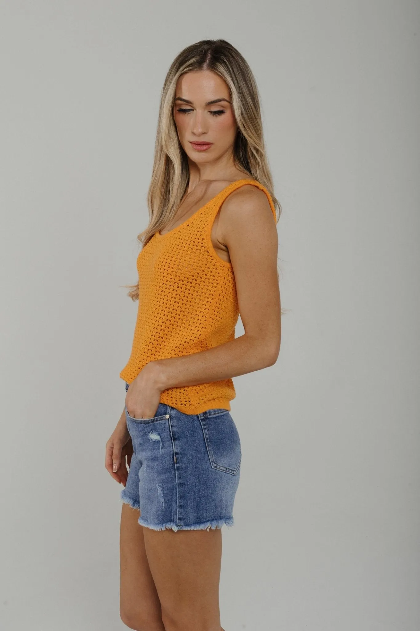 Daisy Crochet Vest Top In Orange