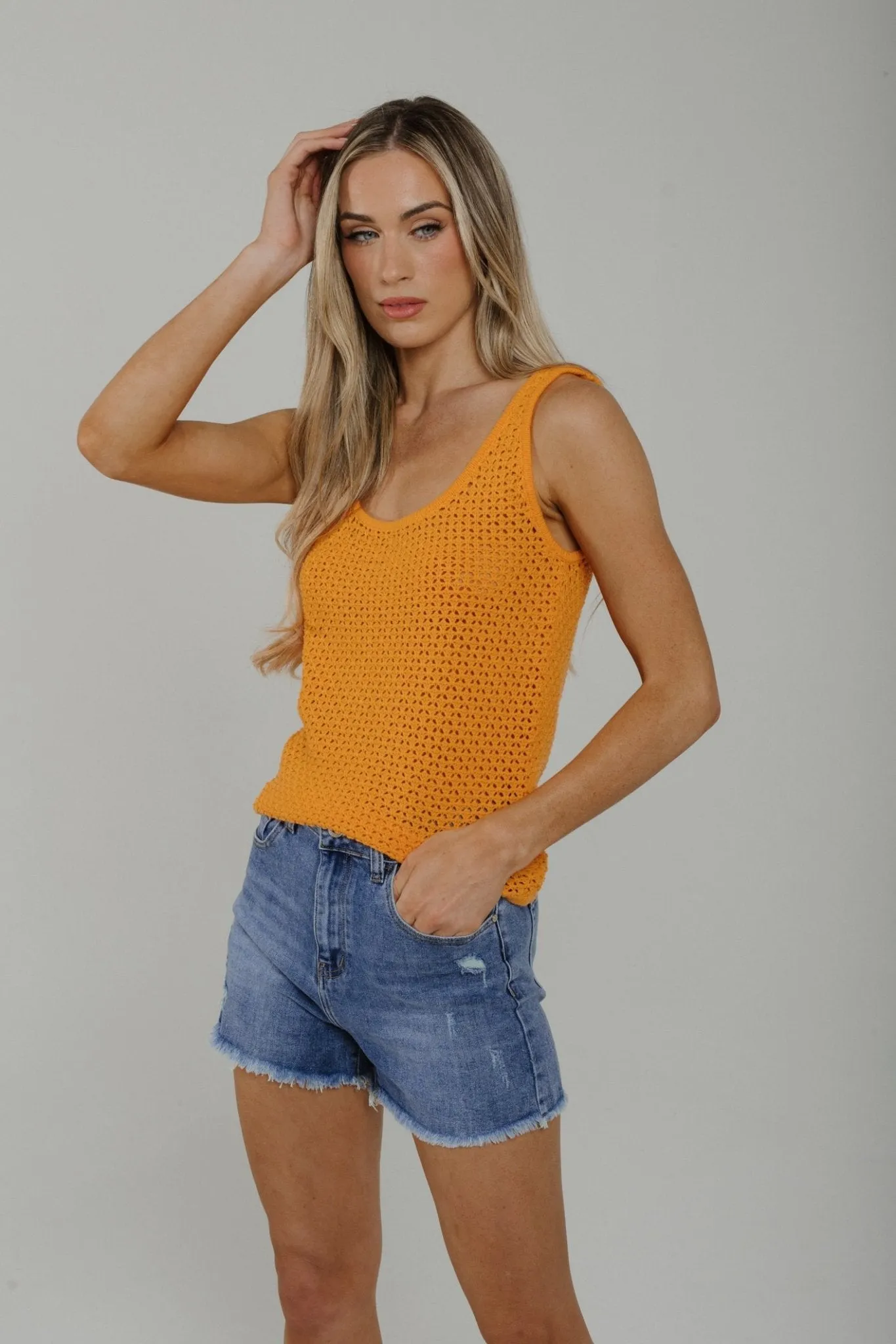 Daisy Crochet Vest Top In Orange