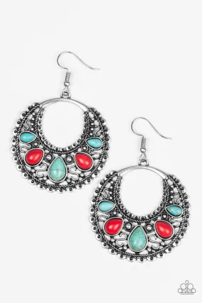 Desert Springs Multi Red and Blue Stone Earrings  - Paparazzi Accessories