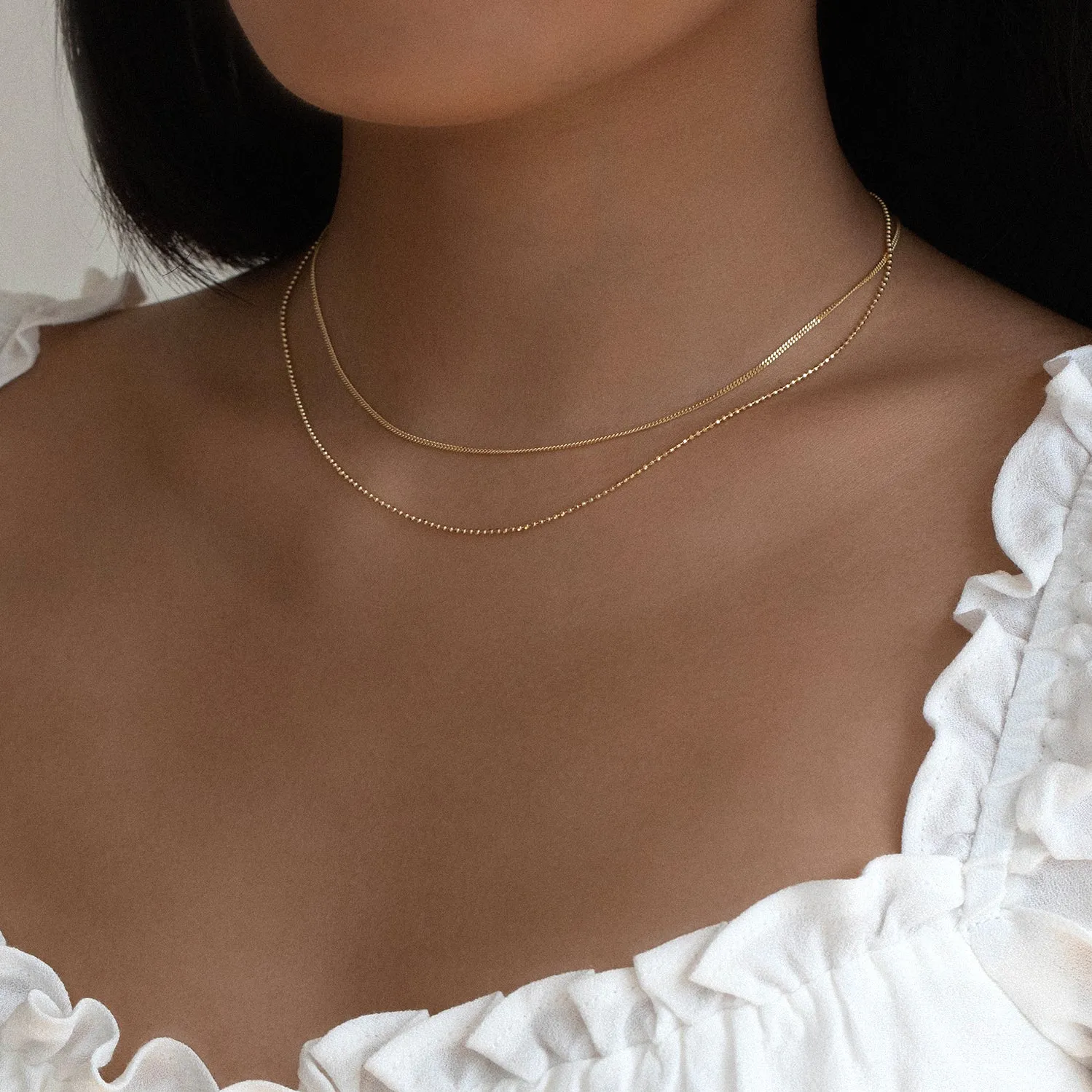 Diamond-Cut Ball Chain Necklace | 10k Gold