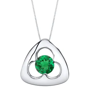 Emerald Pendant Sterling Silver Round Shape 0.75 Carat