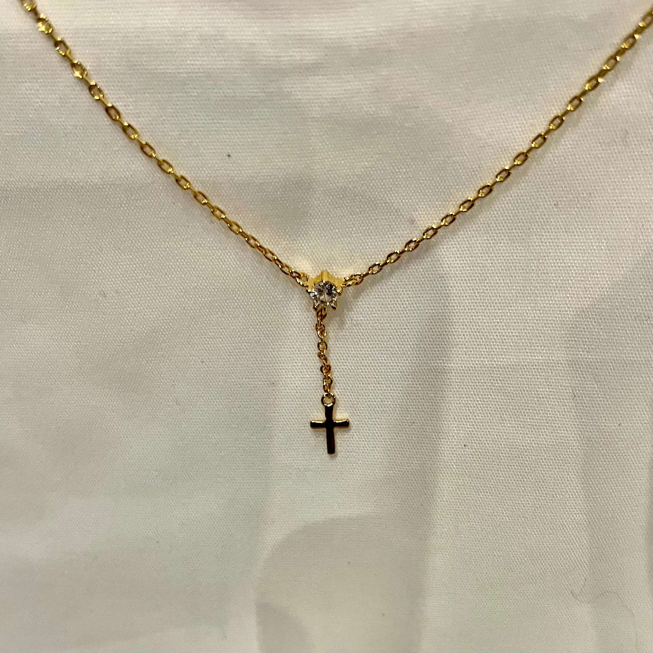 Faithful Roads Simple Cross Gold Necklace