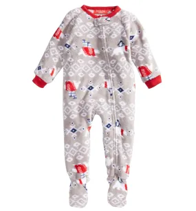 Family Pajamas Baby's Polar Bear Footed Fleece Pajamas, Grey, 12MO