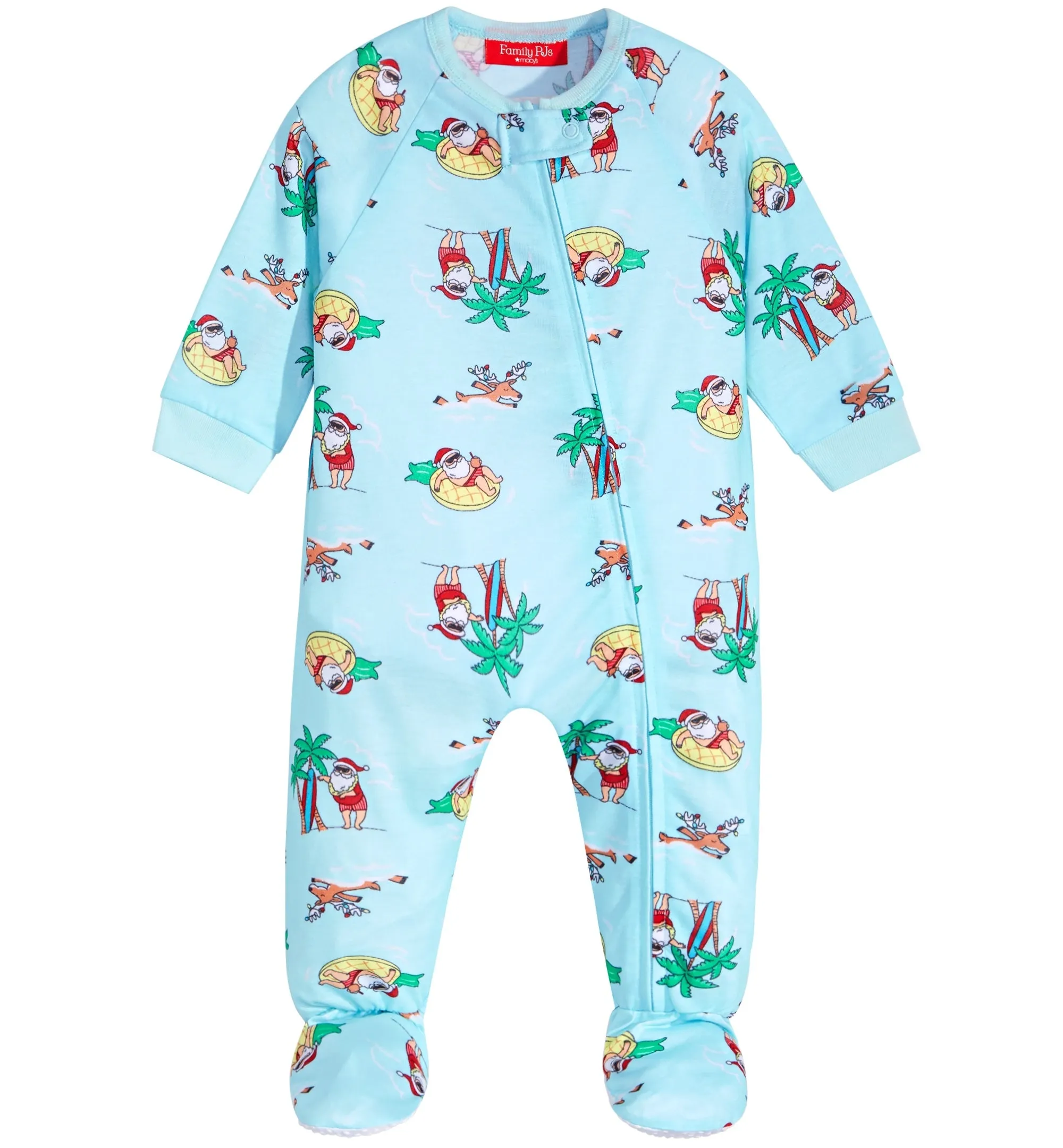 Family Pajamas Baby's Tropical Santa Footed Pajamas, Swim Santa, 12MO