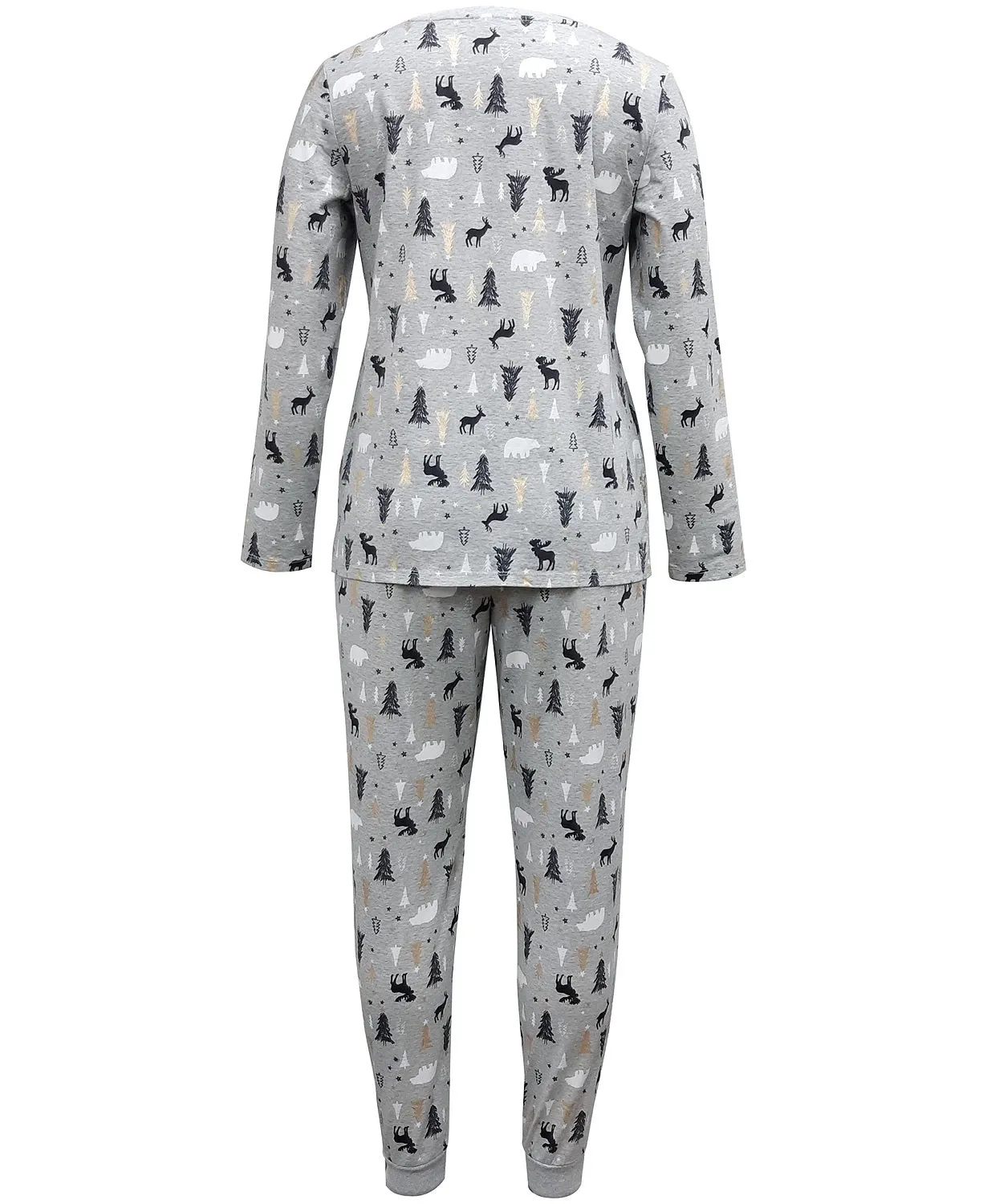 Family Pajamas Women's Woodland-Print Pajama Set, Winter Trees, XL