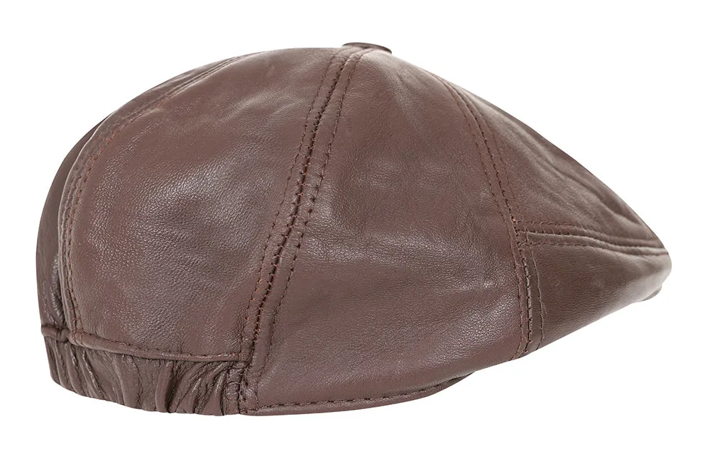 Genuine Brown Leather London Flat Cap