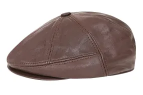 Genuine Brown Leather London Flat Cap