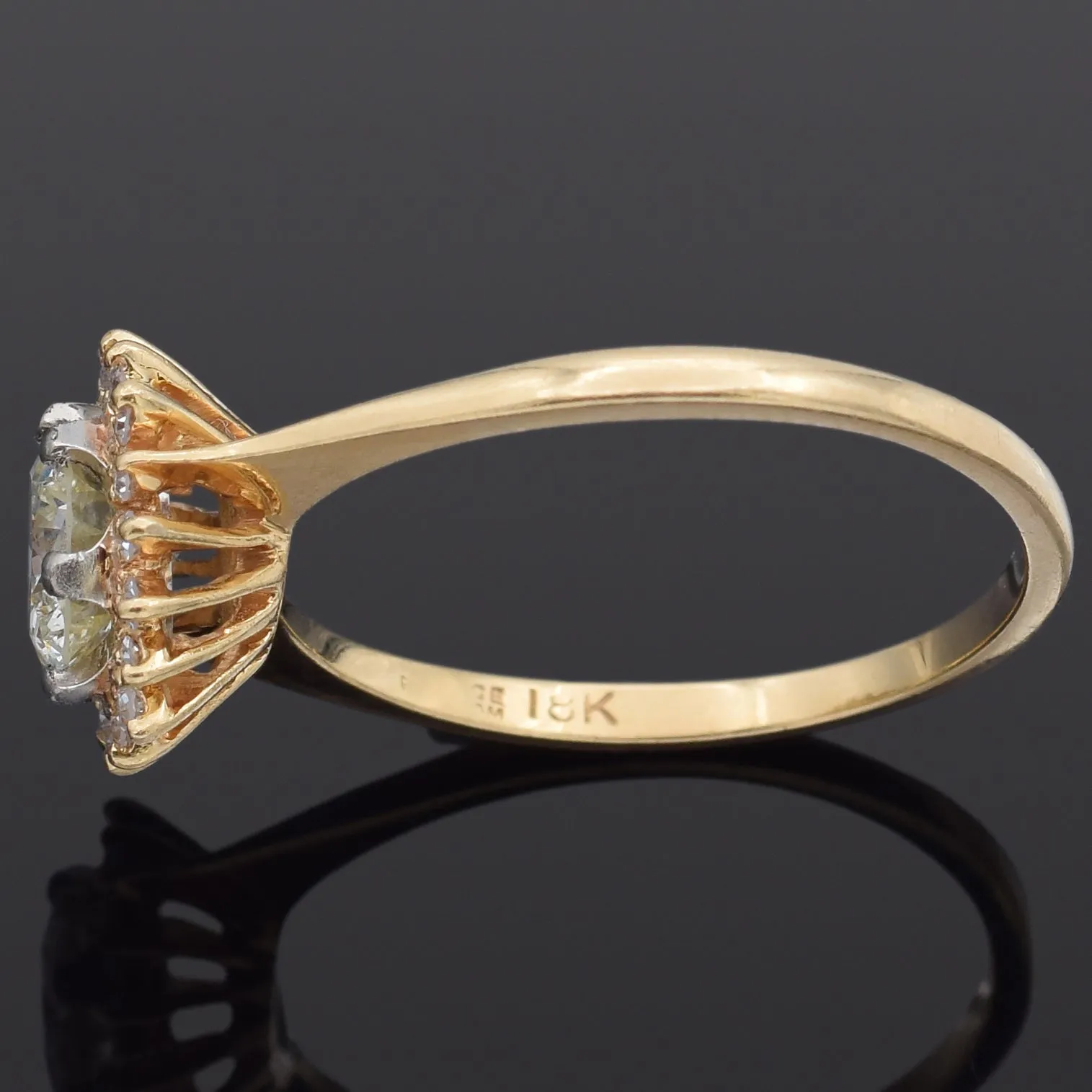 GIA 0.93 Ct Round Brilliant Q-R I3 Center Diamond 18K Yellow Gold Ring 1.11 TCW