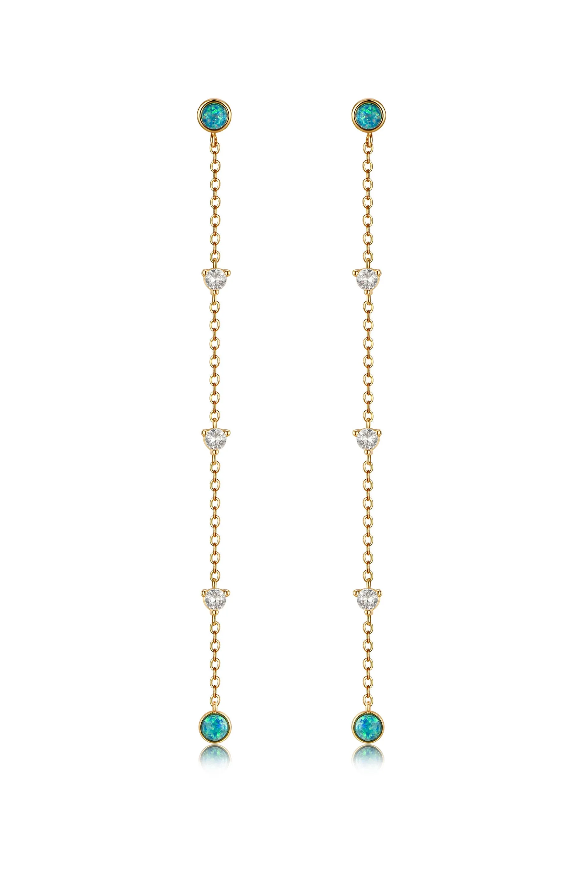 Green Kyocera Opal Drop Earrings