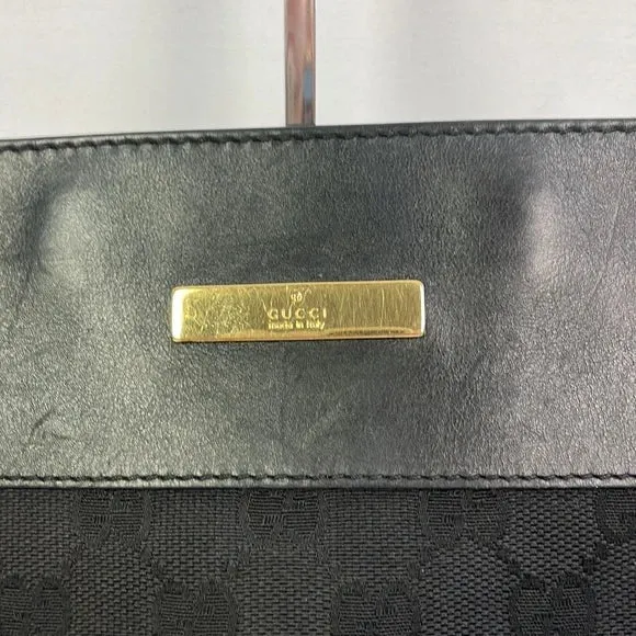 Gucci Black Canvas Logo With Leather Trim Cross Bag