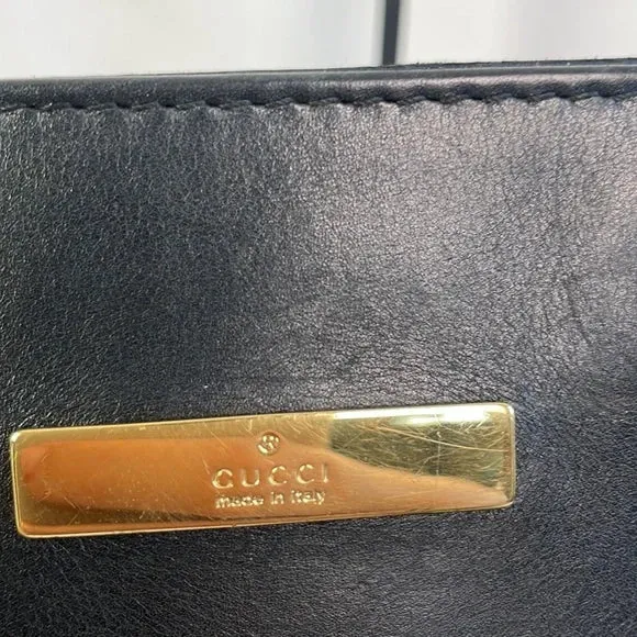 Gucci Black Canvas Logo With Leather Trim Cross Bag