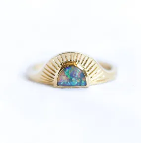 Half Moon Black Opal Ring