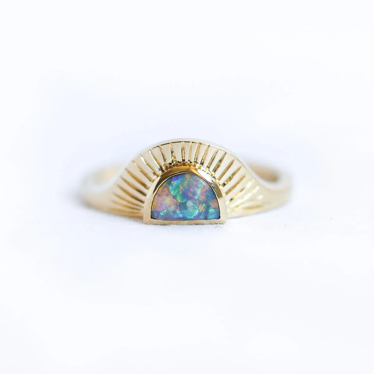 Half Moon Black Opal Ring