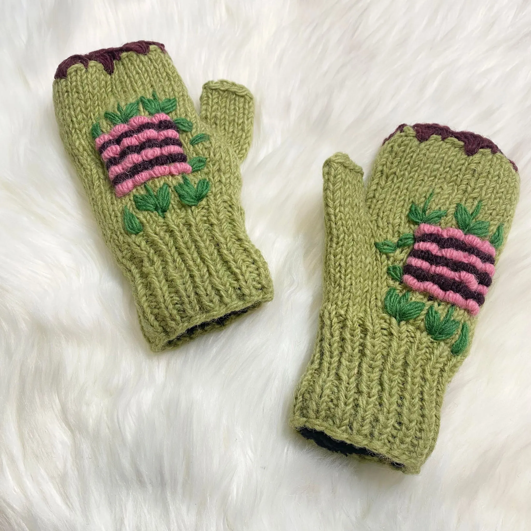 Himalayan Handknit Wool Fingerless Gloves/Hand Warmers