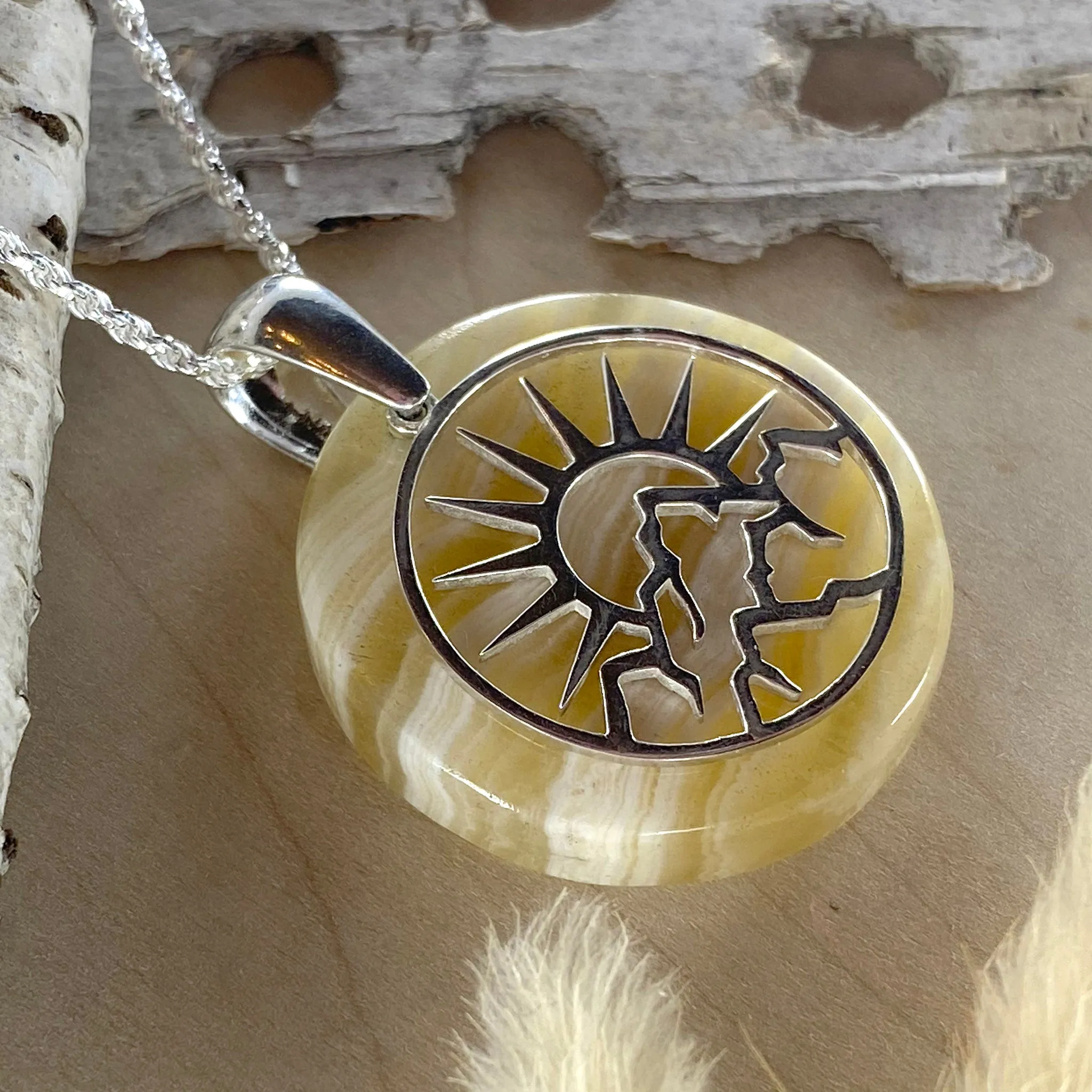 Honey Onyx Pendant Necklace