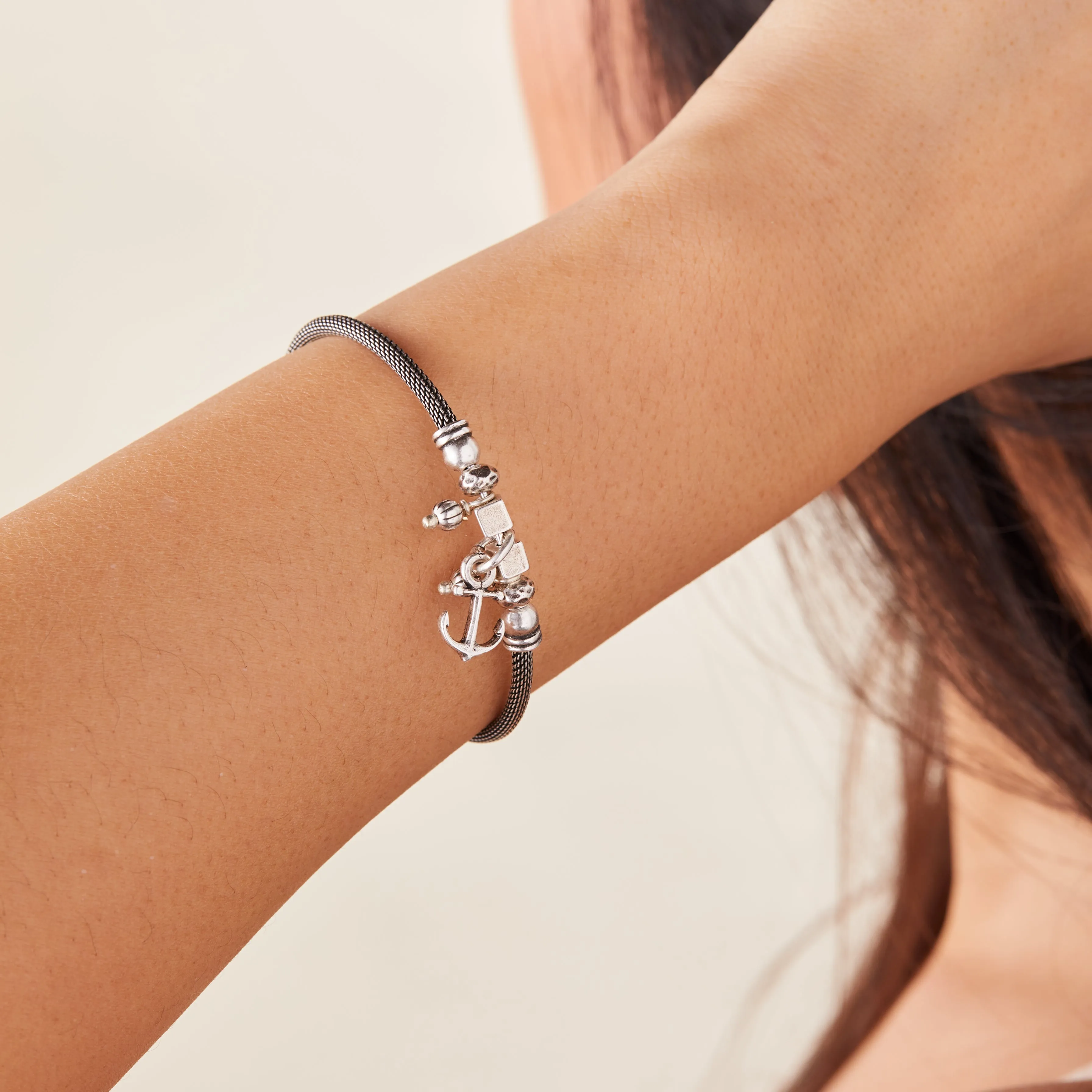 Hope Anchor Multi-Charm Mesh Cuff