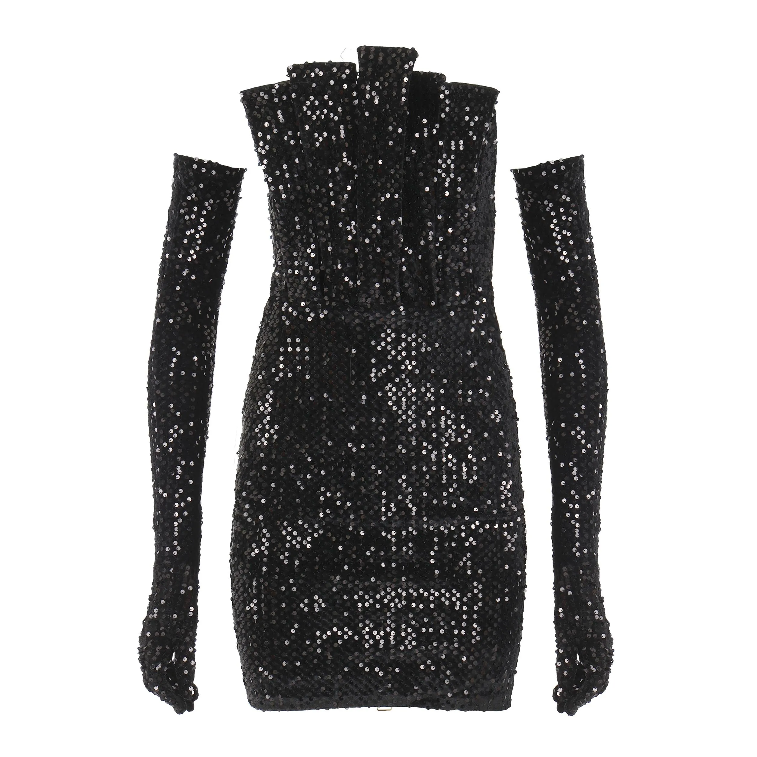 Hourglass Sequins Dress | Black