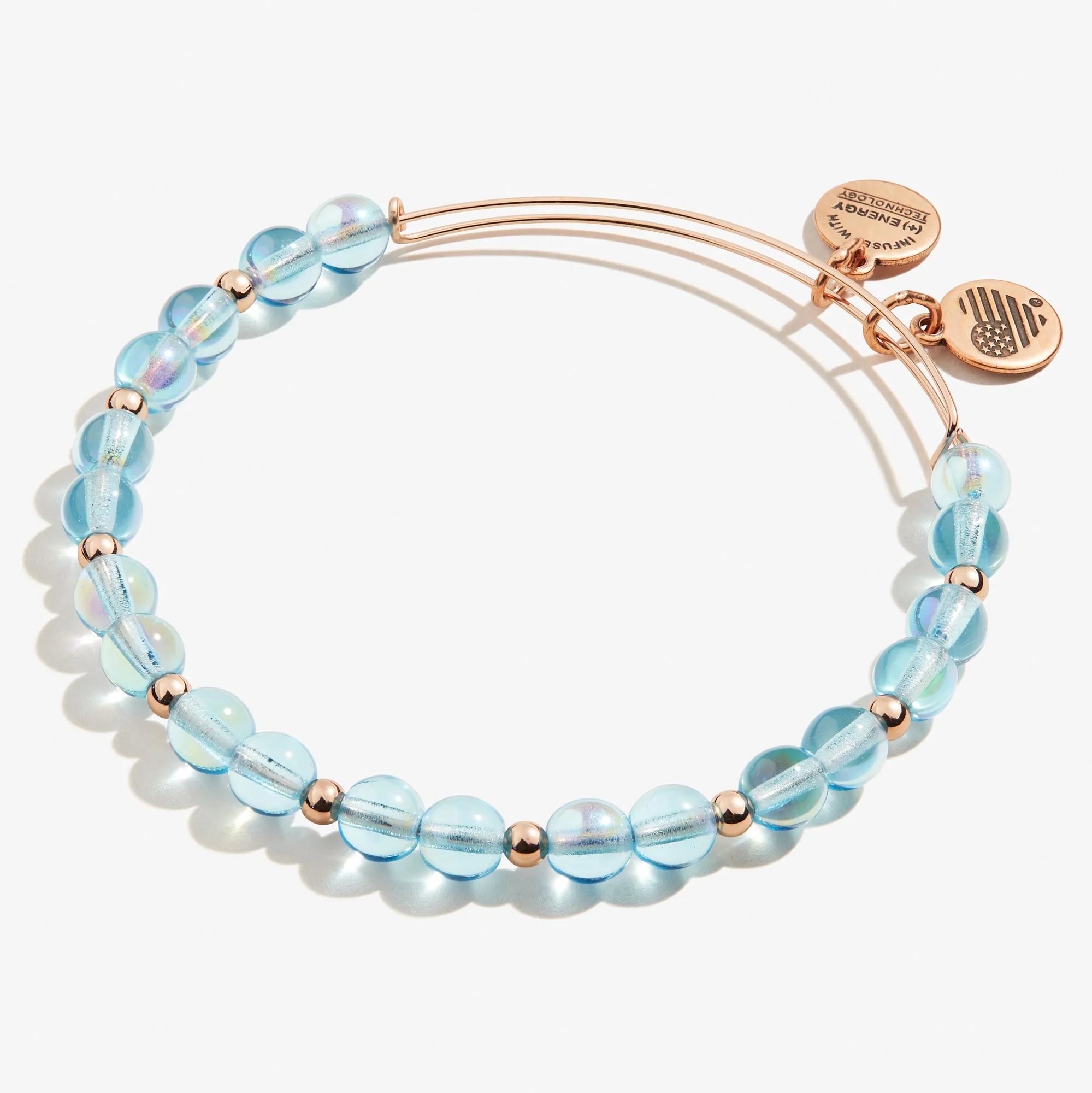 Iridescent Beaded Bangle, Sky Blue