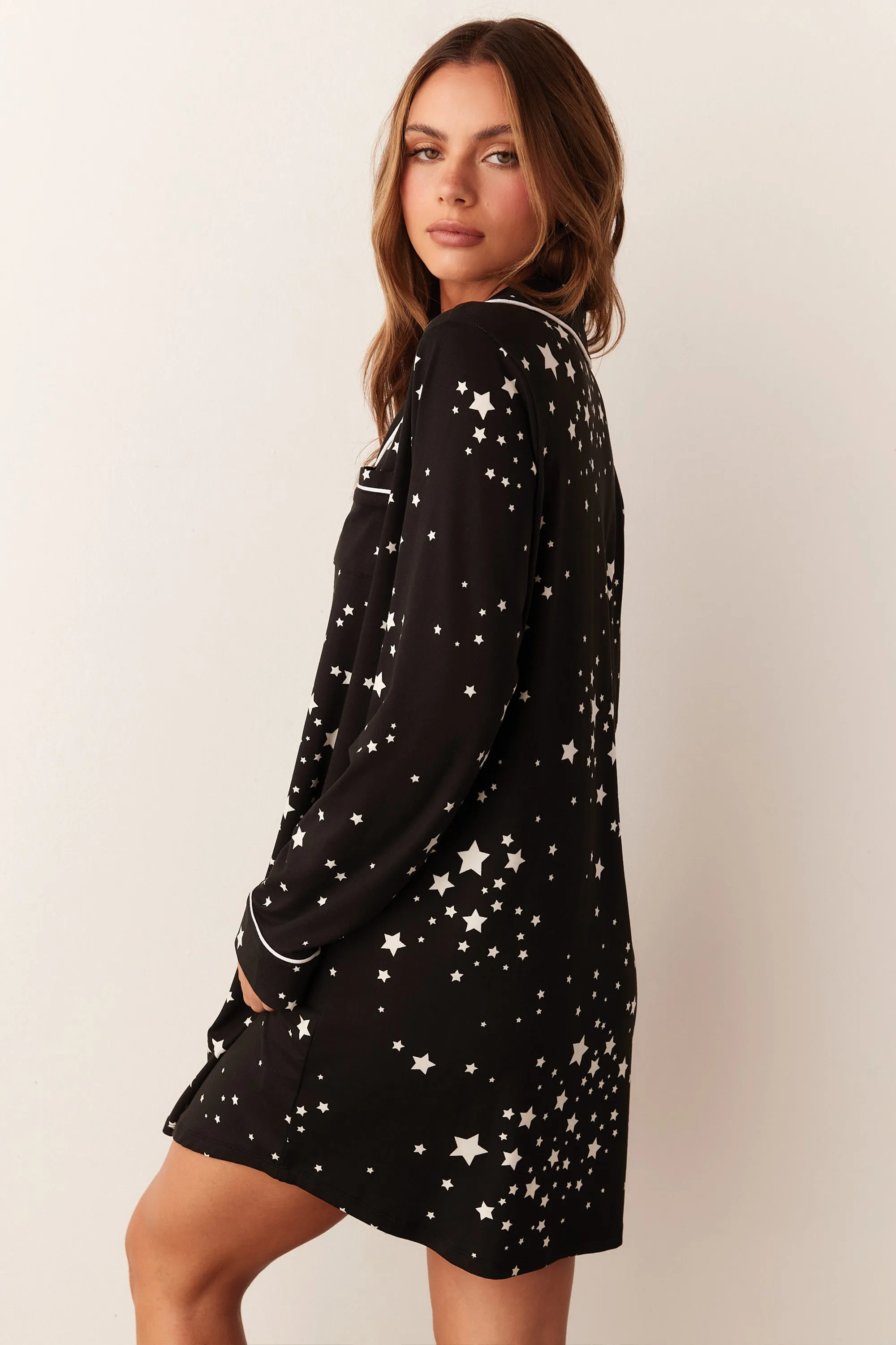 Kara Boyfriend Shirt | Black Stars