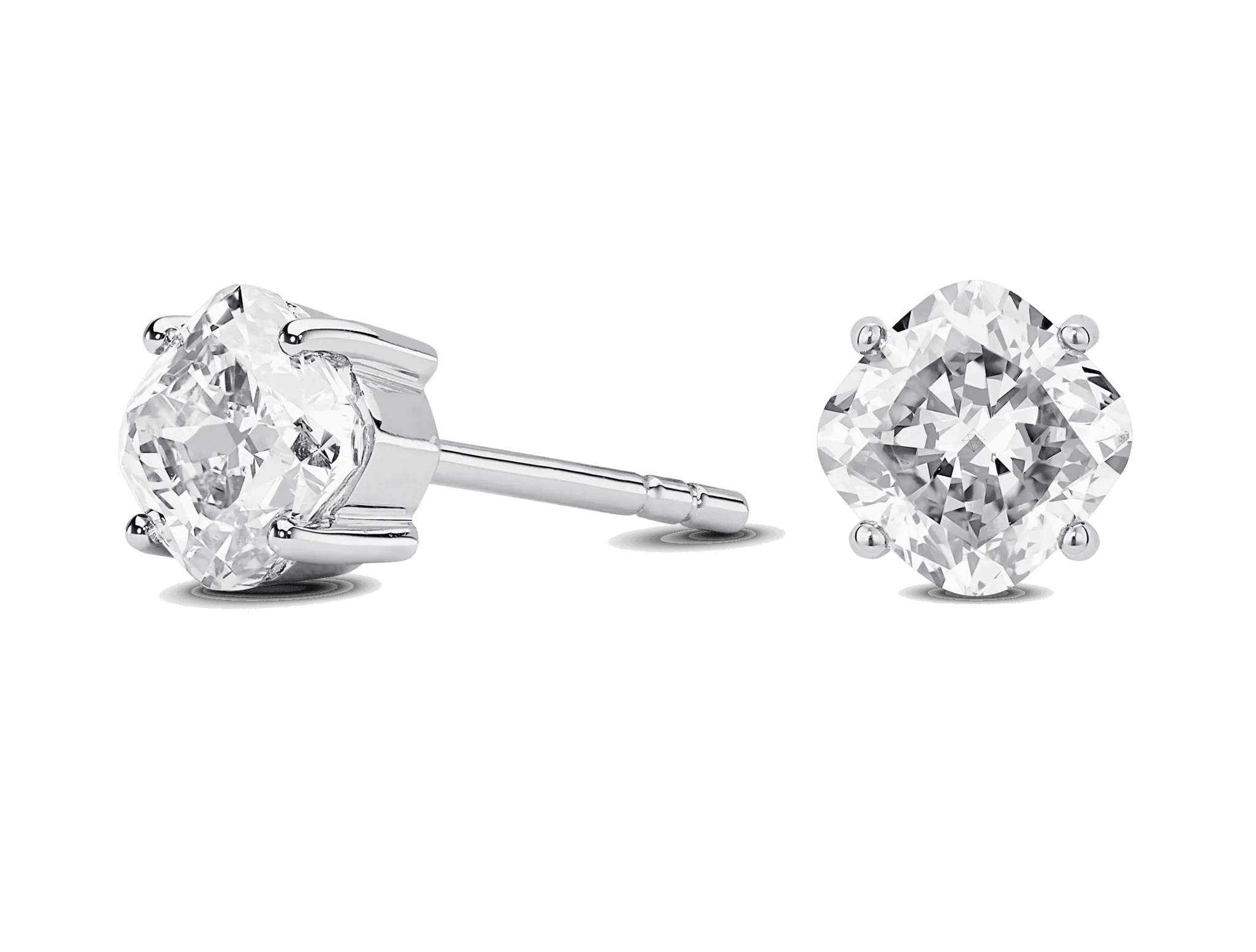 Lab-Grown Diamond 2ct. tw. Cushion Cut 14k Gold Studs | White