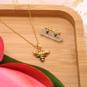 Luxury Queen Bee Necklace & Earrings Gold *NEW* (Ships 5/1)