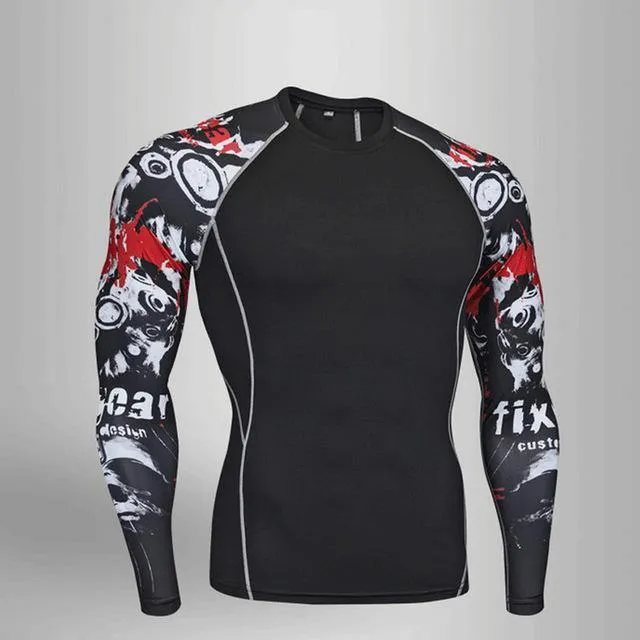 Man Compression Tights Leggings Men's Sports Suit Jogging Suits Gym Training T-shirt MMA Rash Guard Male Compression Cothing