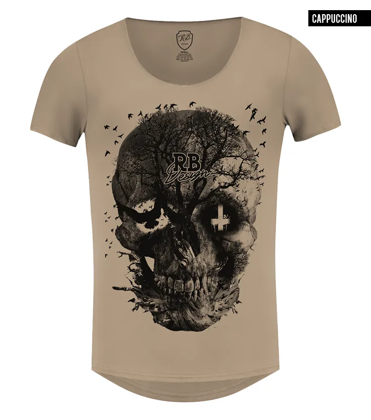 Men's Designer Skull T-shirt Vintage Skeleton Graphic Top MD050