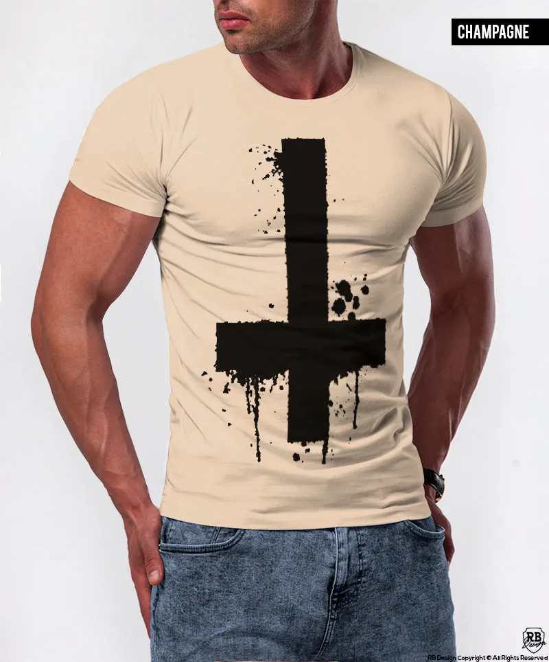 Men's Inverted Cross Graphic Tee Army Green Light Gray Top / Color Options/ MD122