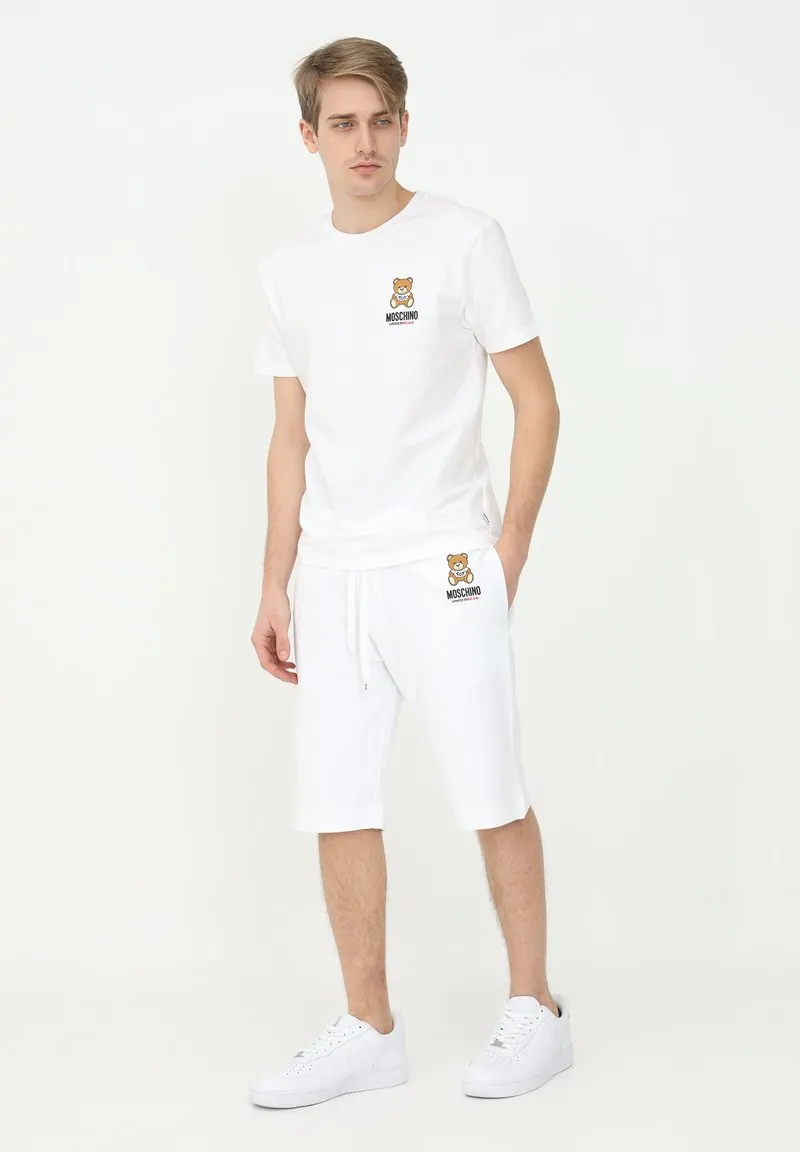 Moschino Shorts Teddy Bear Logo Piccolo Orsacchiotto Bianco