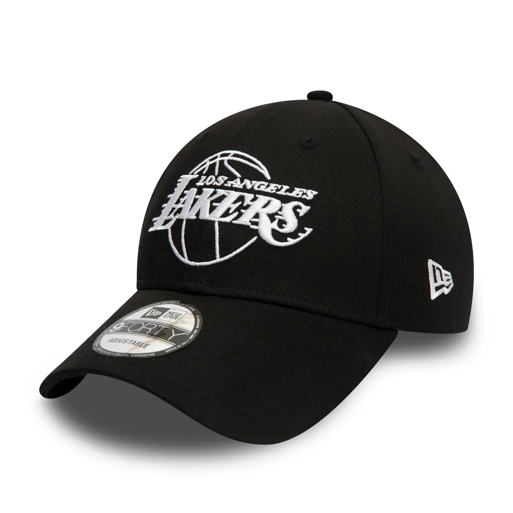 NEW ERA LA Lakers Essential Outline Black 9FORTY Adjustable Cap