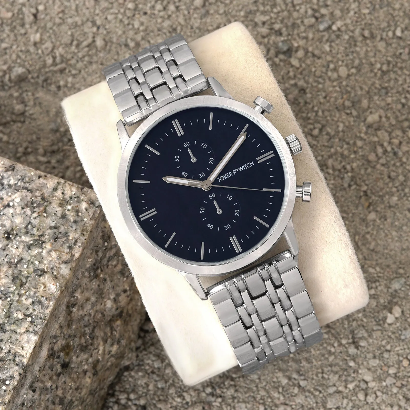 Niko Blue Dial Silver Metallic Strap Watch