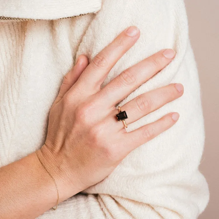 North South Smoky Quartz Ring